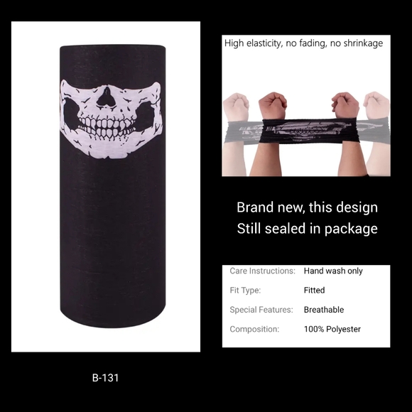 5/25 Green or white skull face Sports Seamless Bandana Sport gator UV Protection - Picture 10 of 11